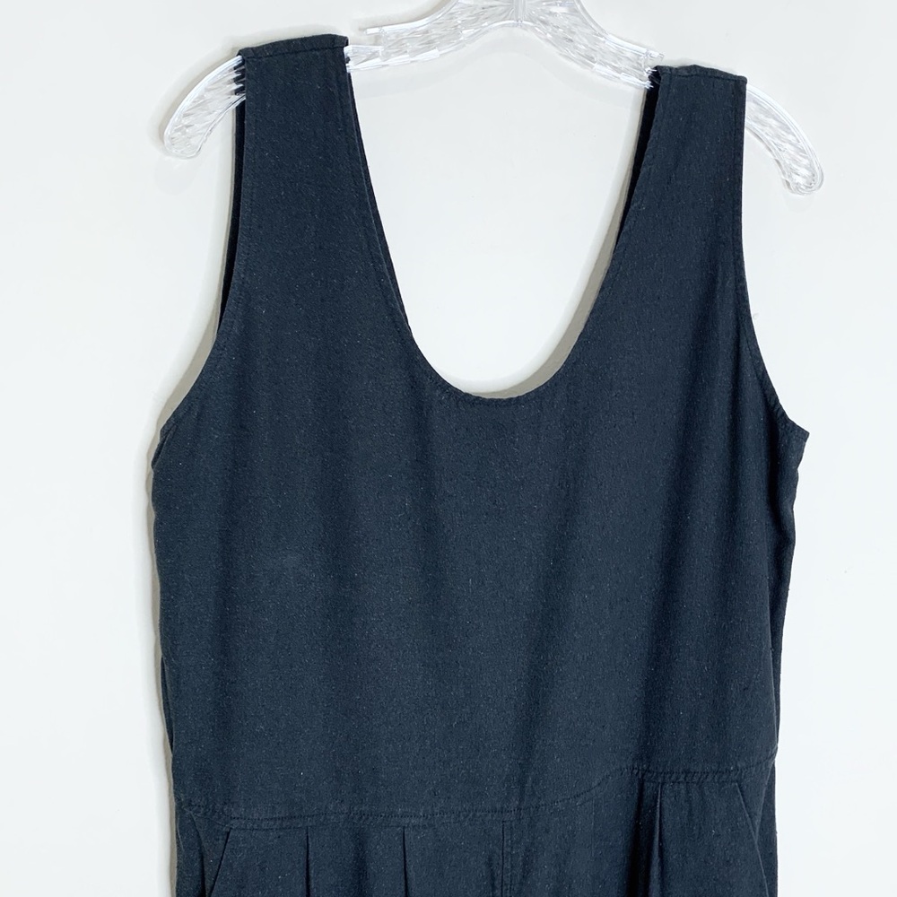 Ozma Coverall Jumpsuit (Sz L) Sleeveless Tapered Crop Raw Silk Noil Black - Picture 5 of 13